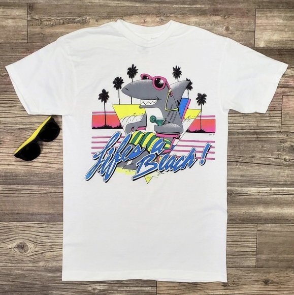 SSI Life's A Beach T-Shirt Vintage 90s Deadstock NWOT Med Shades Included - Picture 2 of 12